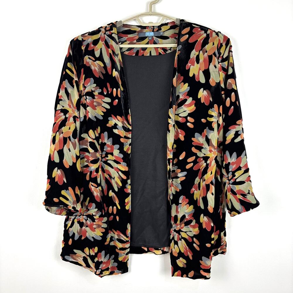 Eva Franco Anthropologie Fireworks Burnout Velvet Kimono twee boho Medium Petite